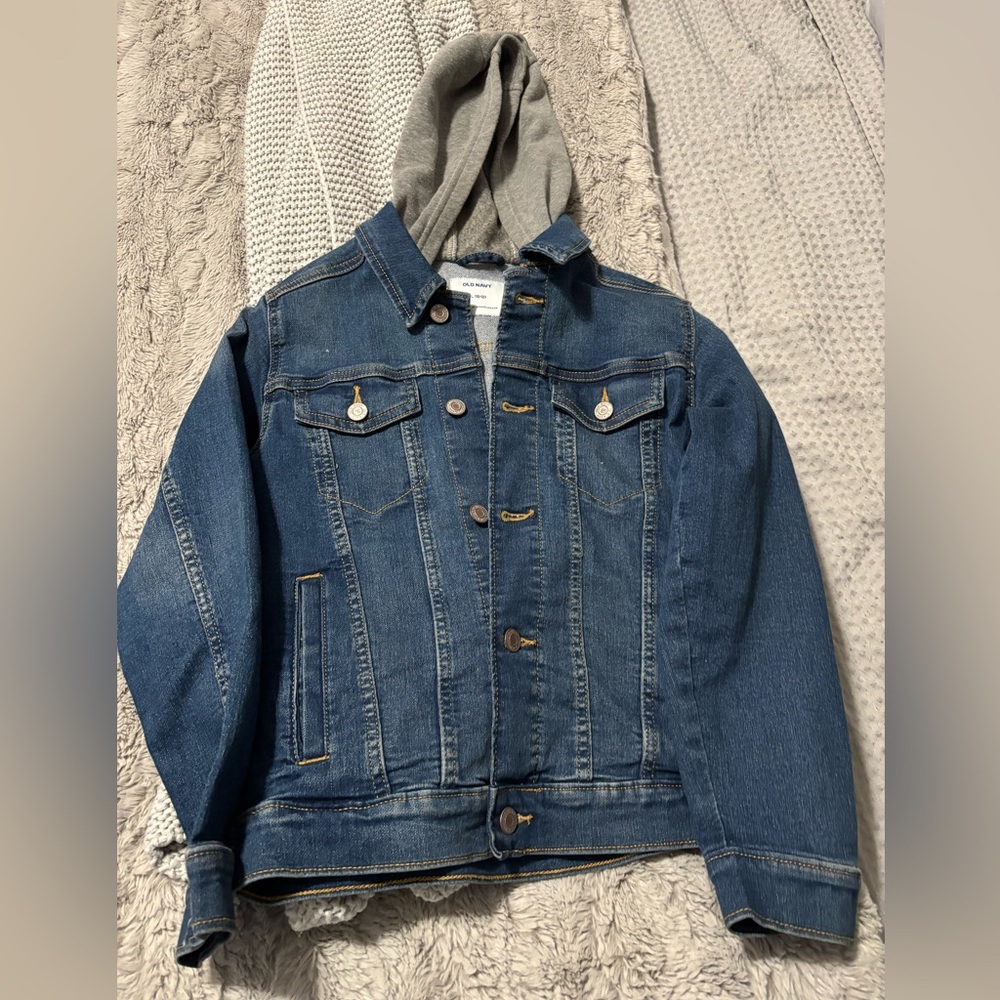 Kids denim jacket with hood